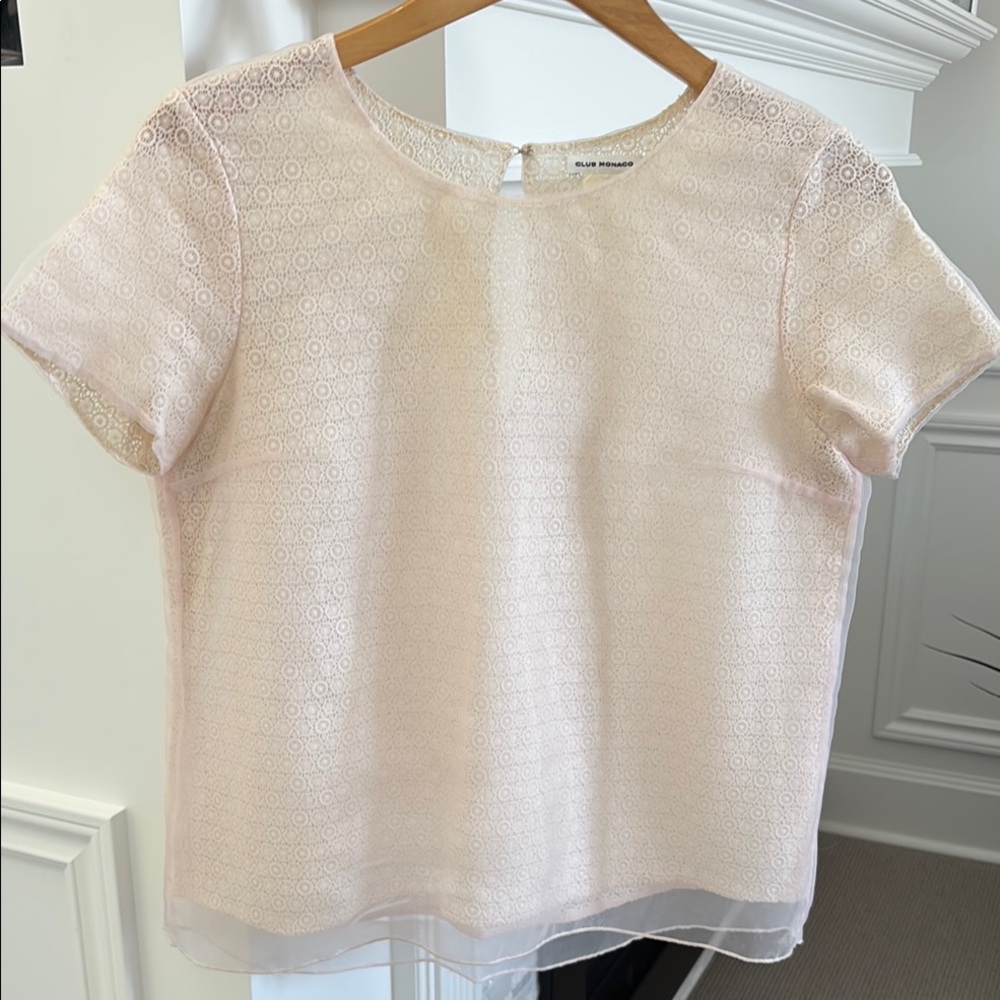 Club Monaco Elegant Pink Lace Top